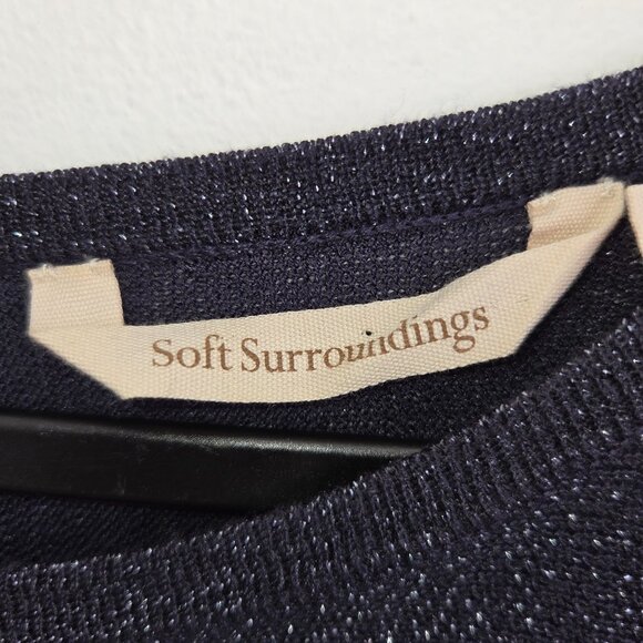 Soft Surroundings Womens Metallic Knit Tunic PM Cold Shoulder Black 3981 - Picture 3 of 10